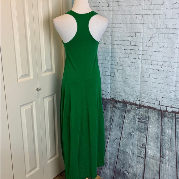Tibi Sleeveless T-Shirt Dress 2 Green Casual Cotton Racerback Asymmetrical Prep - Picture 11 of 16